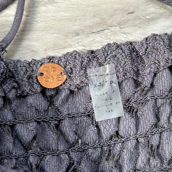 Free People FP One Adella Slip Mini Dress XS Gray Boho Festival - Picture 7 of 10